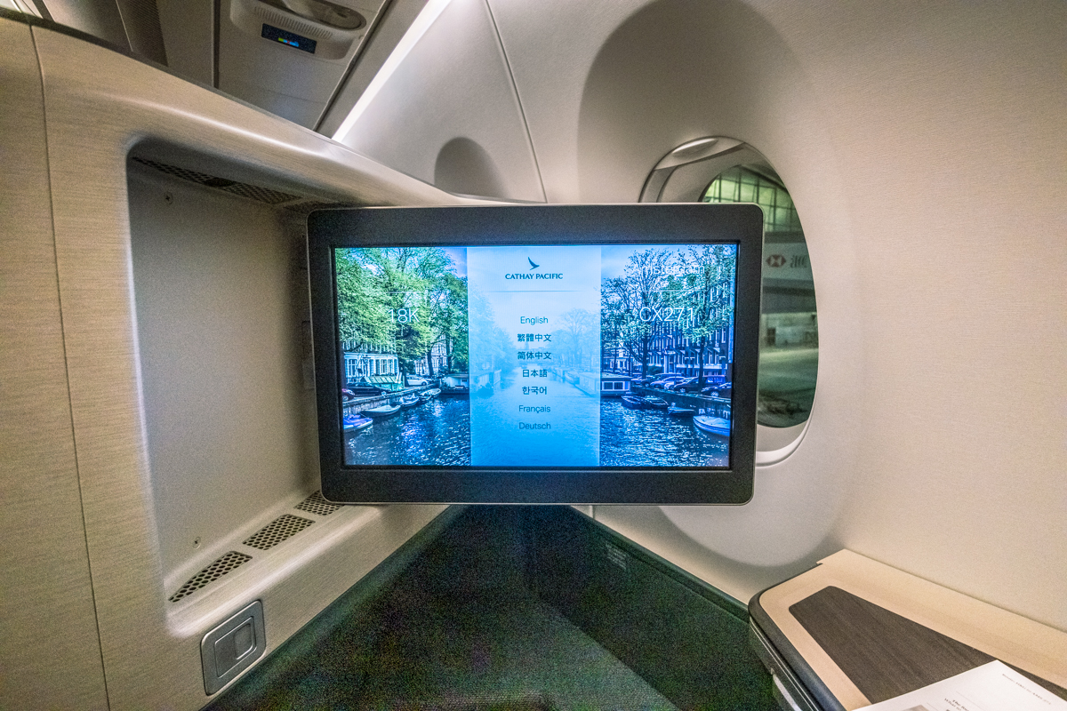 Cathay Pacific Airbus A350 Business Class IFE Screen