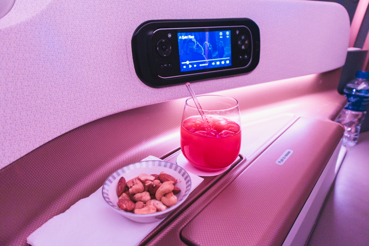 Singapore Airlines Airbus A350 Business Class - Post takeoff bev