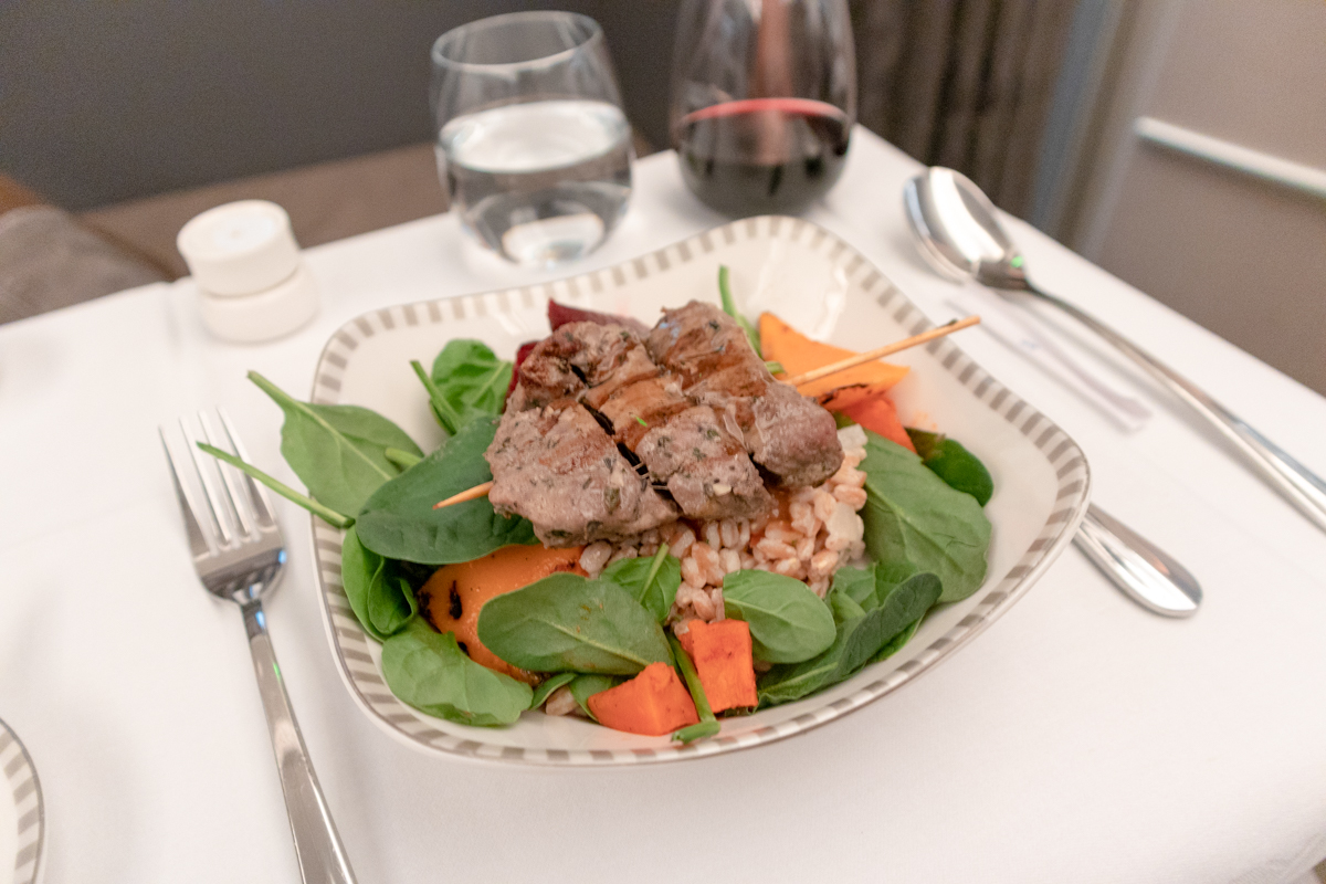 Singapore Airlines Airbus A350 Business Class - Grilled Lamb Kab