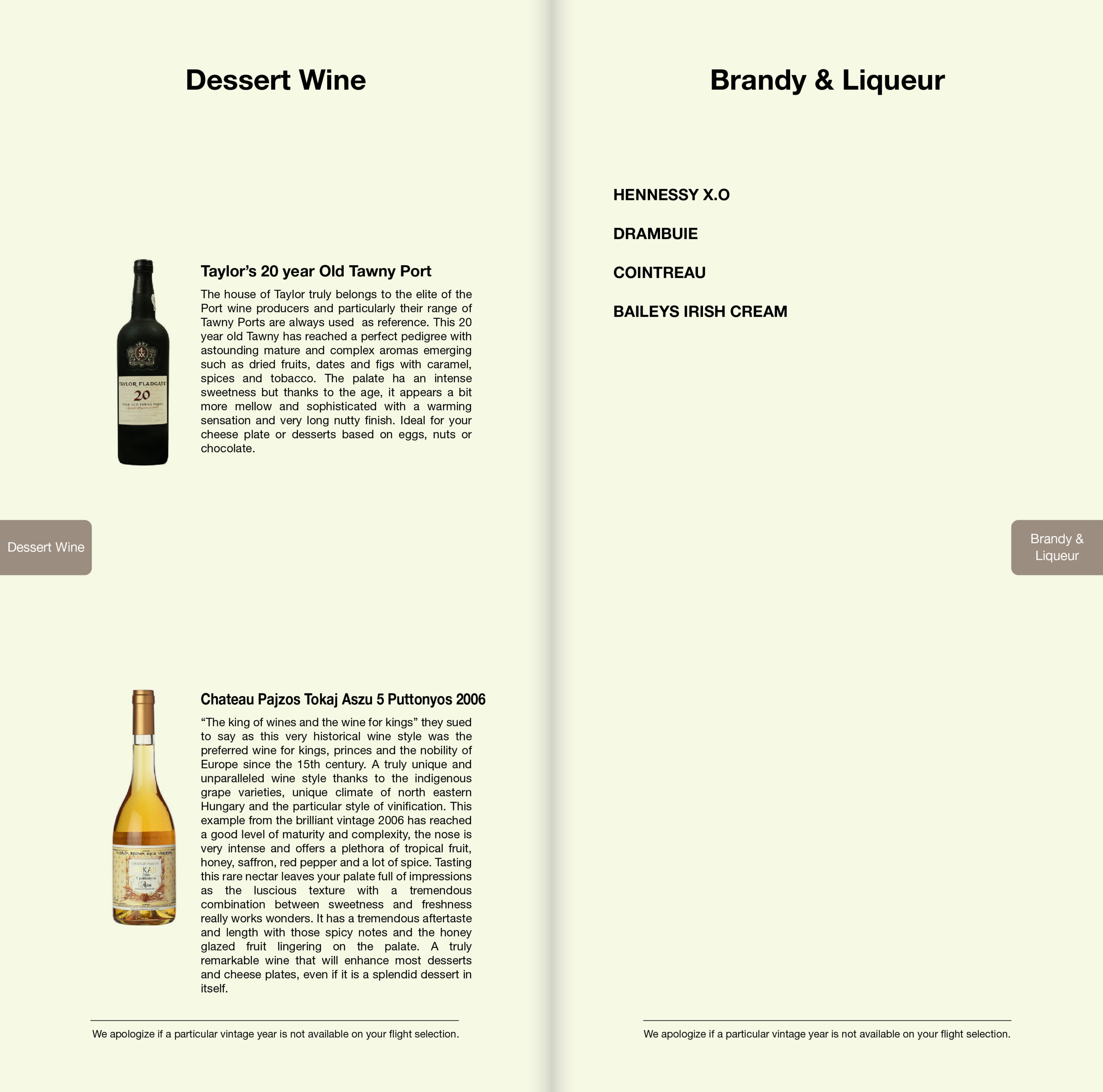 Asiana Airlines A380 First Class Dessert Wine List - Cherag Dubash