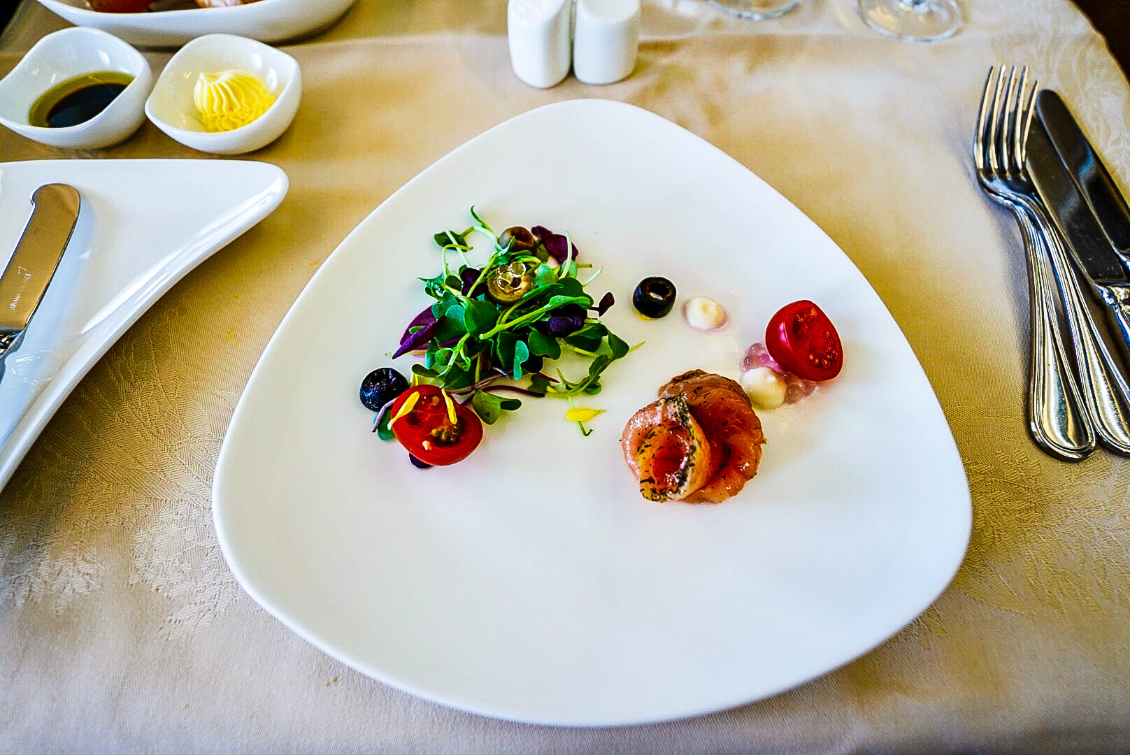 Asiana Airlines A380 First Class Salmon Gravlax - Cherag Dubash