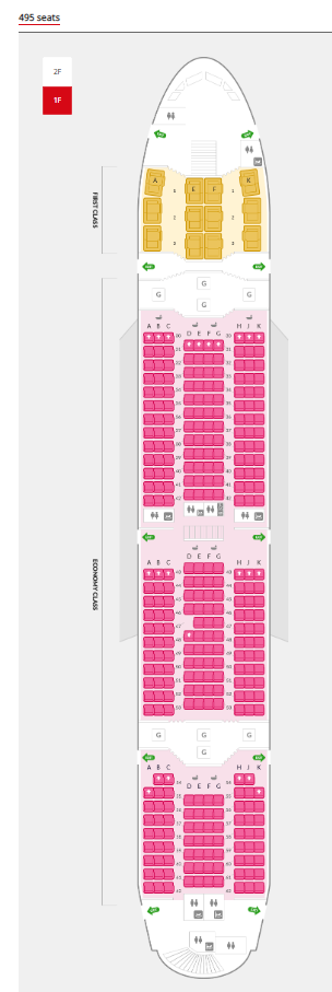 Asiana Airlines A380 First Class Seat Map Lower Deck