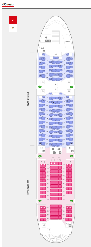 Asiana Airlines A380 First Class Seat Map Upper Deck