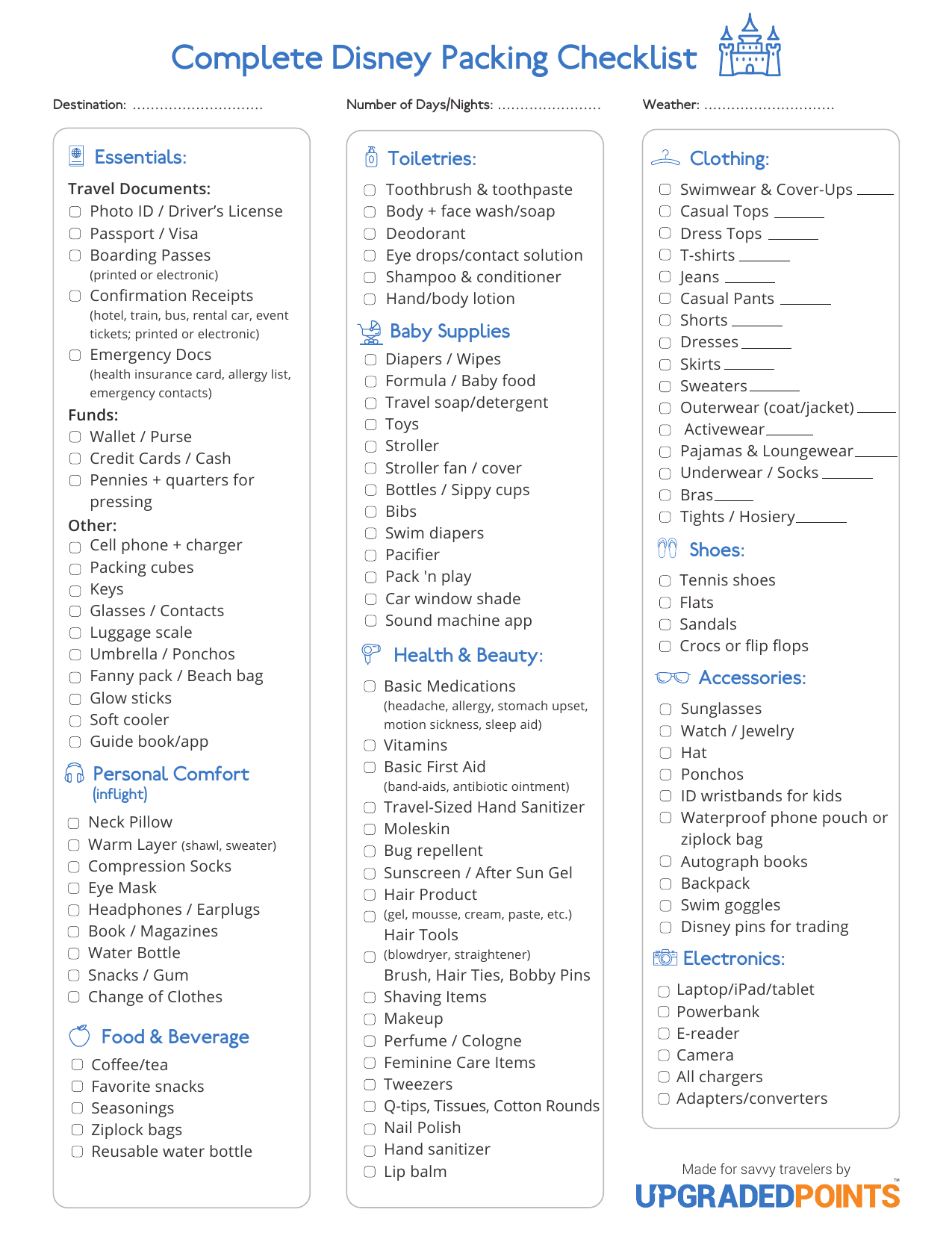 Disney-Packing-List Upgraded Points Disney Packing List