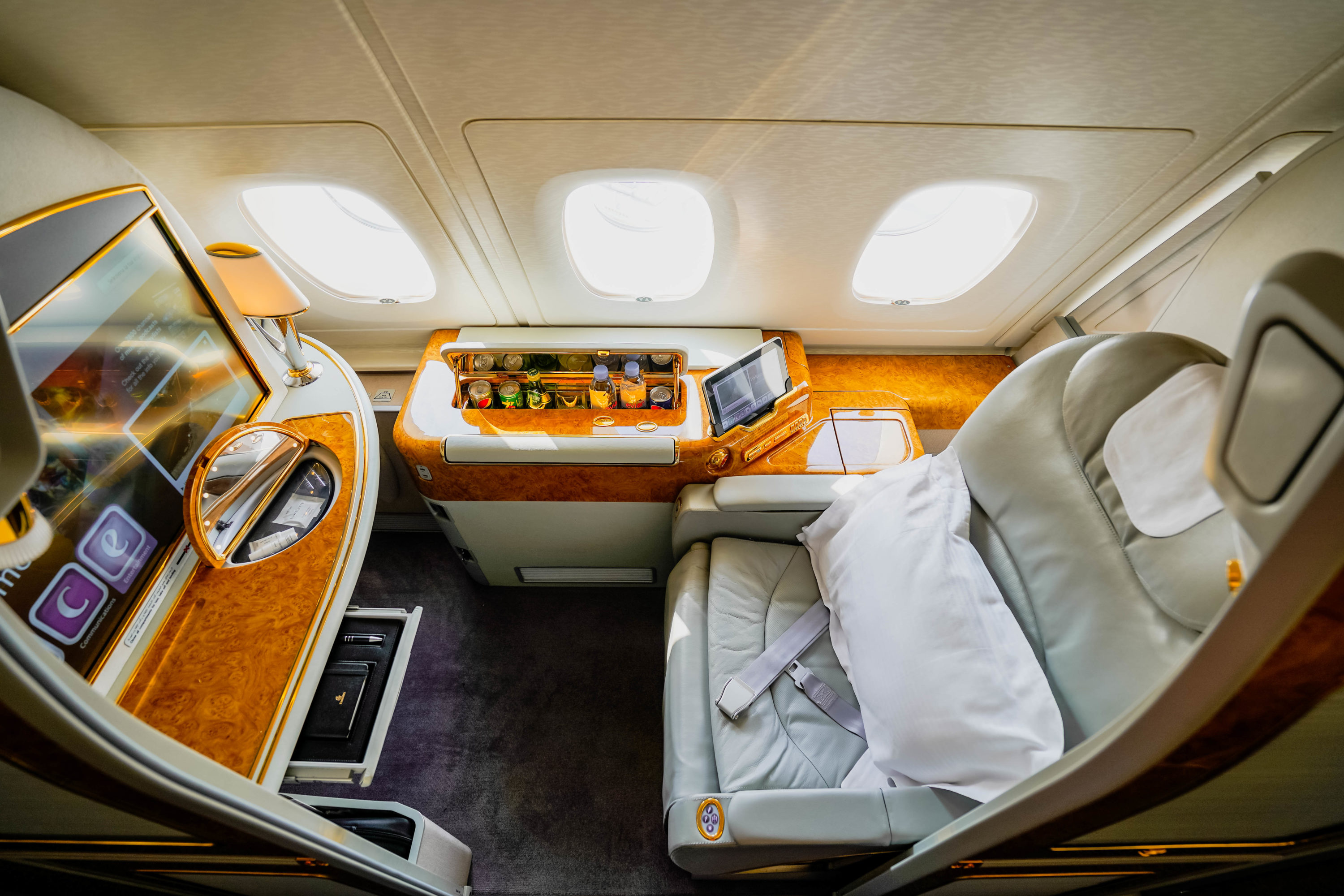 Emirates A380 Flight First Class Window Suite