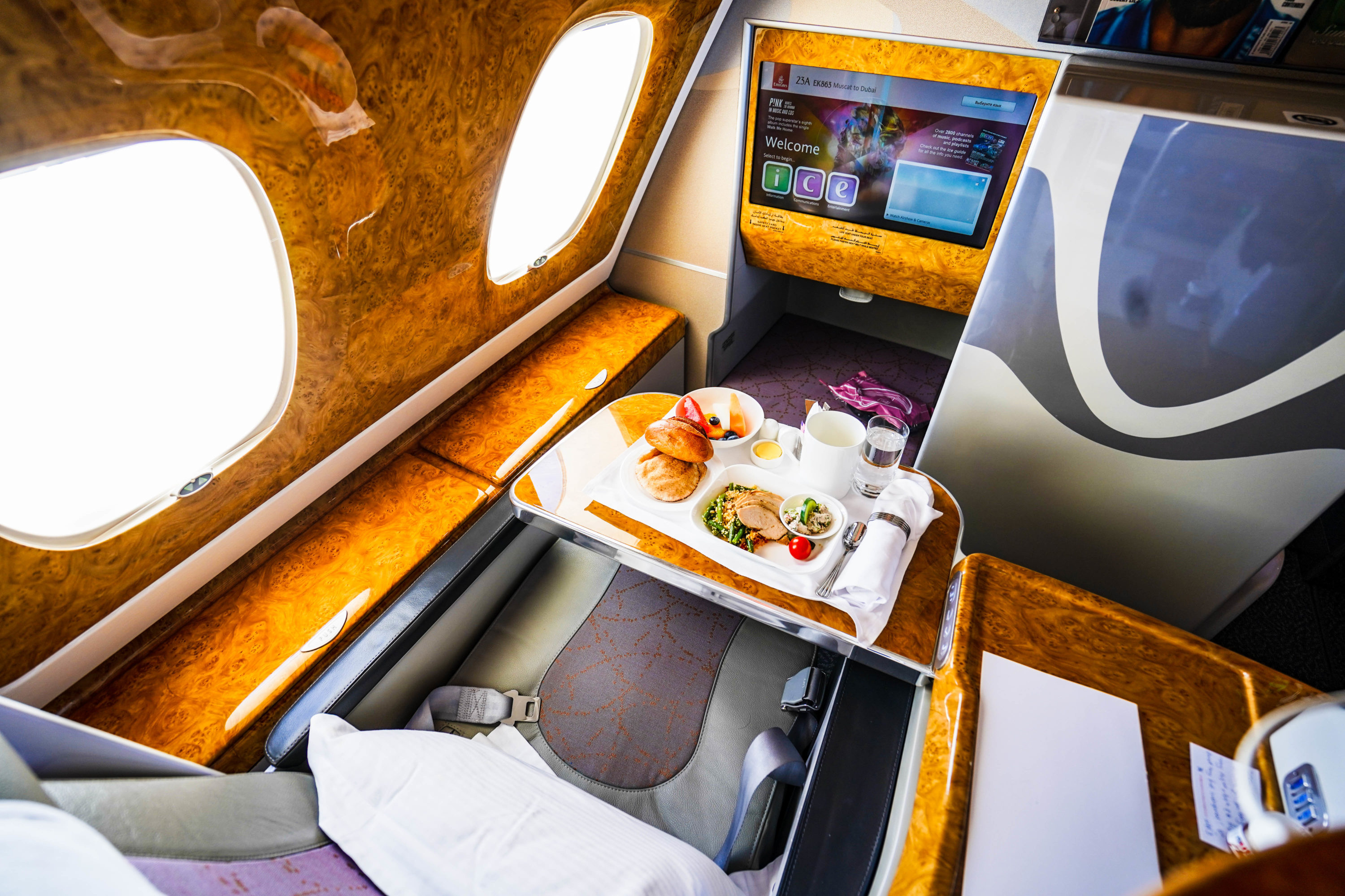 Emirates_Inaugural_World’s_Shortest_A380_Flight_Business_Class-Seat_23A_Cherag_Dubash Emirates Inaugural World's Shortest A380 Flight Business Class Seat 23A - Cherag Dubash