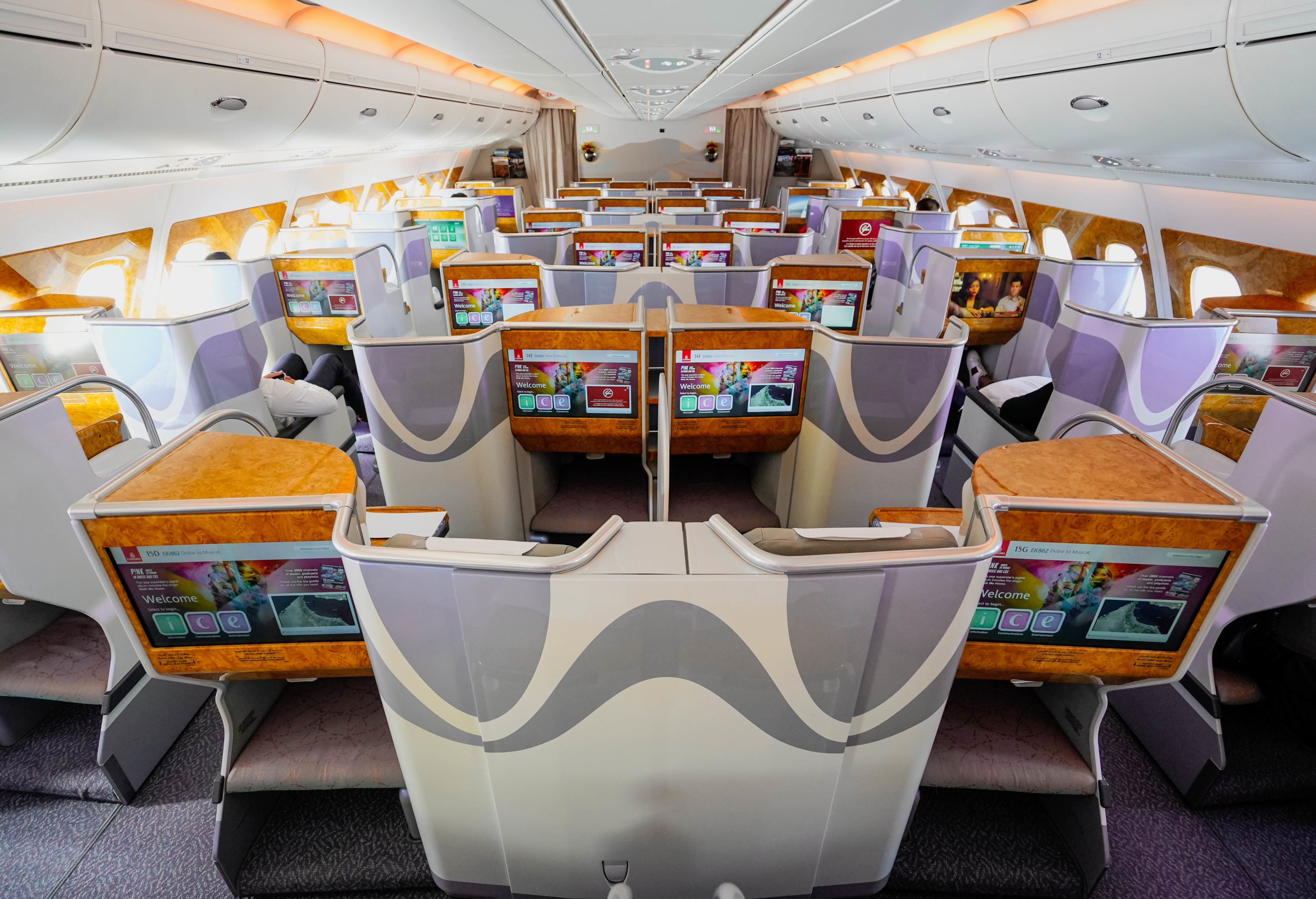 Emirates A380 Forward Business Class Cabin