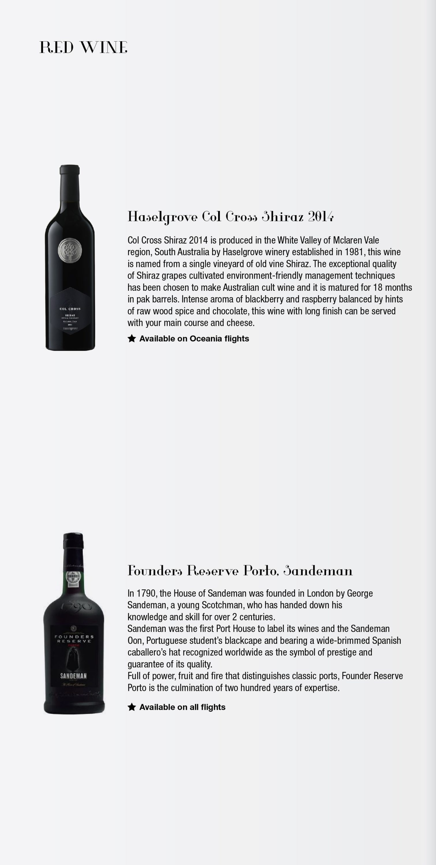 Korean Air Boeing 777 First Class Red Wine List - Cherag_Dubash
