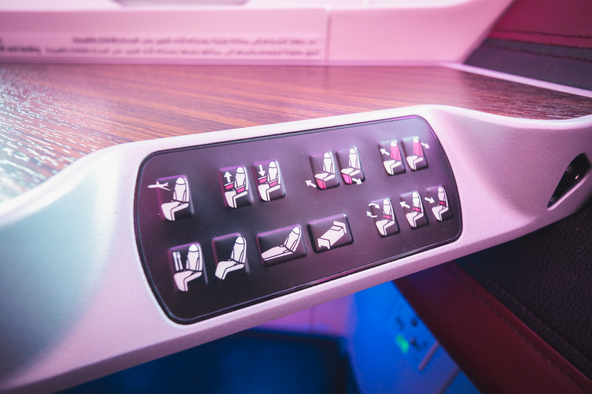 Qatar Airways Airbus A350 Business Class - Seat Adjustment