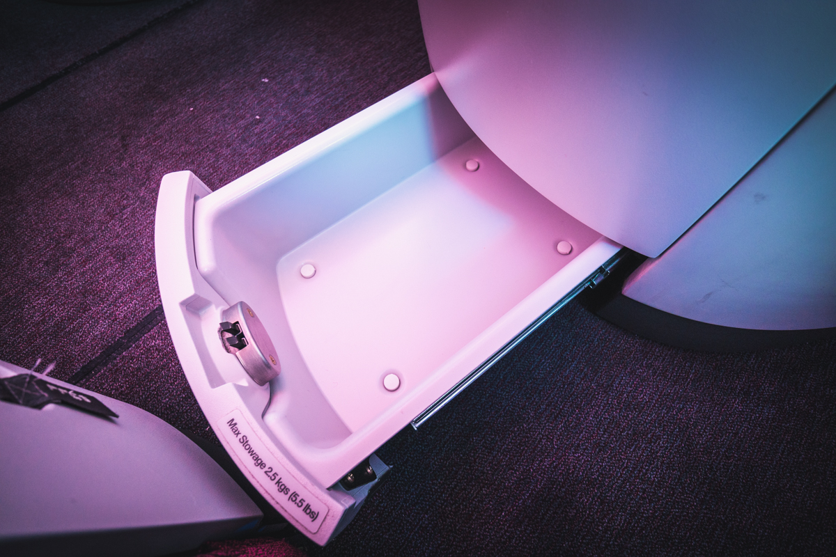 Qatar Airways Airbus A350 Business Class --- Under Seat Storage