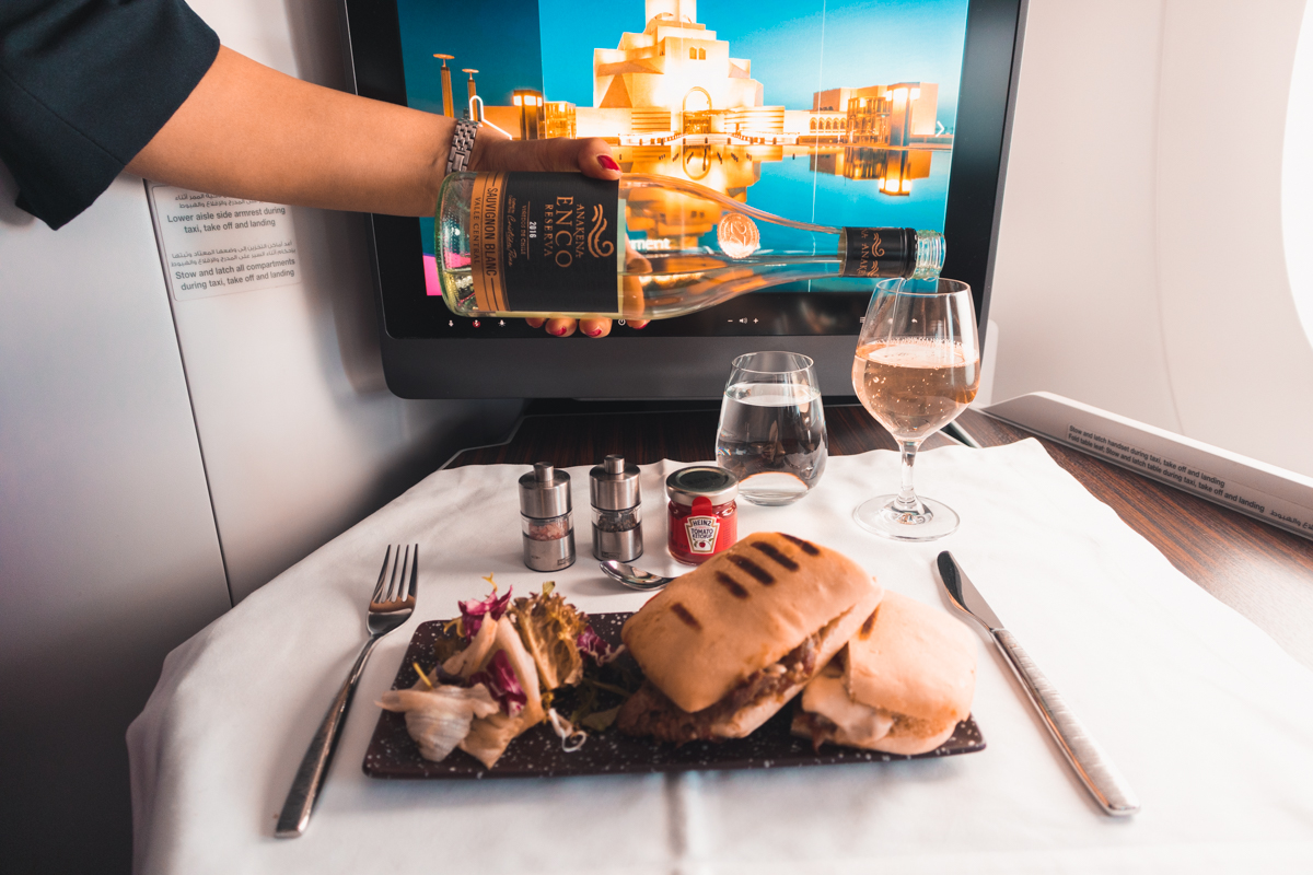 Qatar Airways Airbus A350 Business Class - Steak Sandwich