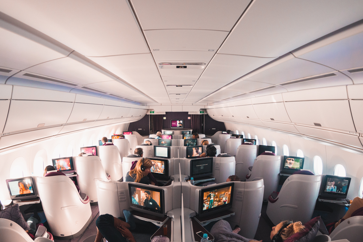 Qatar Airways Airbus A350 Business Class - Front Cabin Mid Flight
