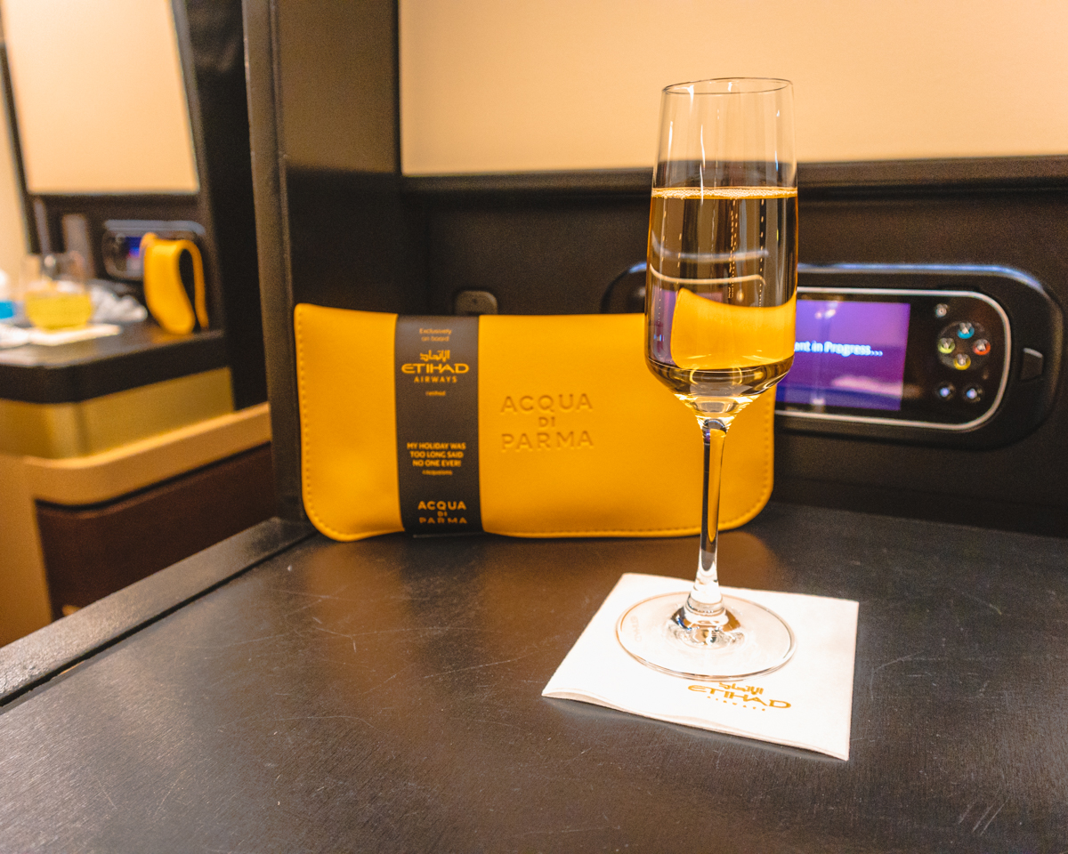 Etihad Airways Airbus A380 Business Class Pre-Departure Champagne & Amenity Kit