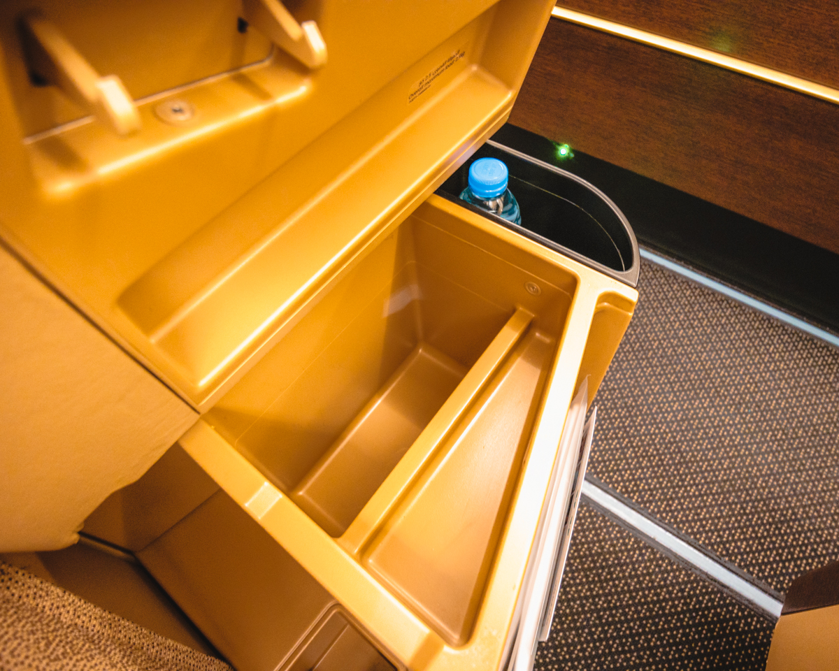 Etihad Airways Airbus A380 Business Class Storage