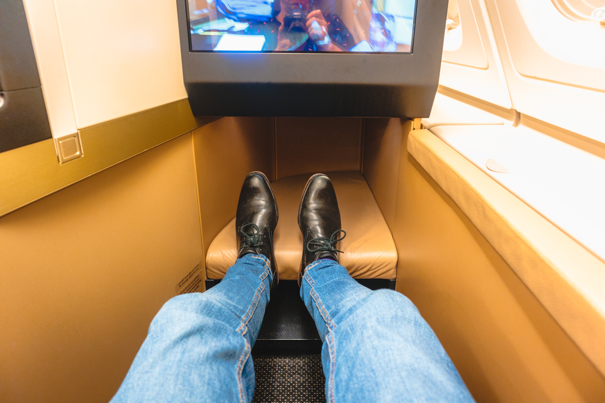 Etihad Airways Airbus A380 Business Class Ottomon