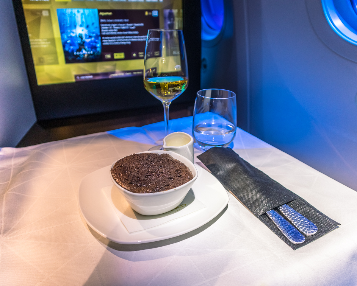Etihad Airways Boeing 787-9 Business Class Dessert - Chocolate Lava Cake