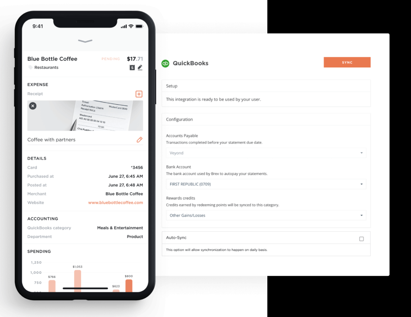 A Screenshot of The Brex Mobile App And Quickbooks Integration A Screenshot of The Brex Mobile App And Quickbooks Integration