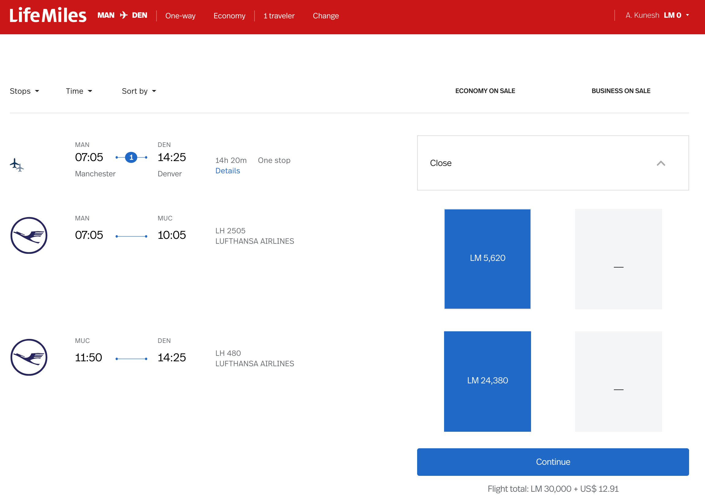 Booking Manchester to Denver With Avianca LifeMiles