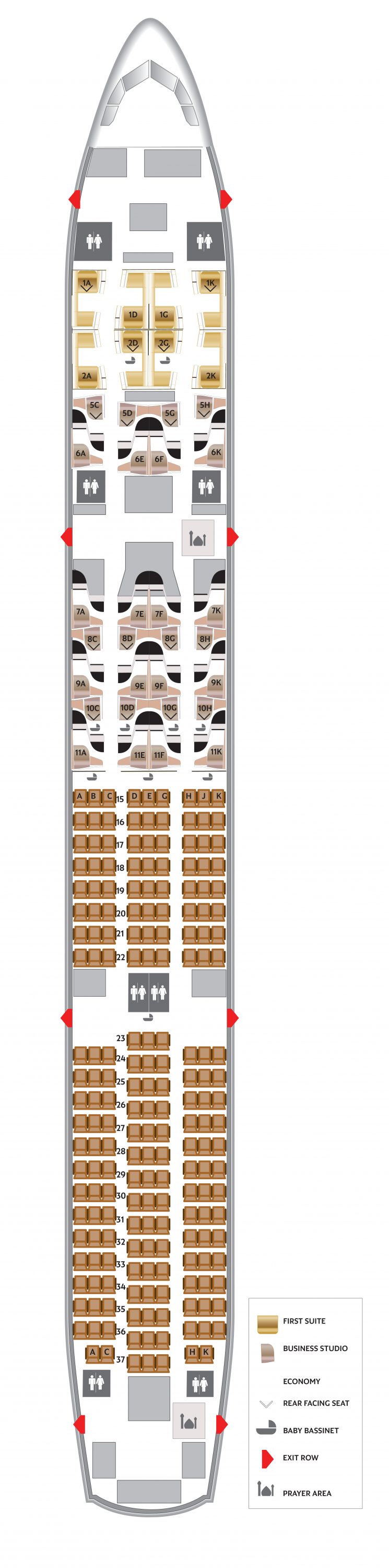 Etihad Airways Boeing 787 Seat Map