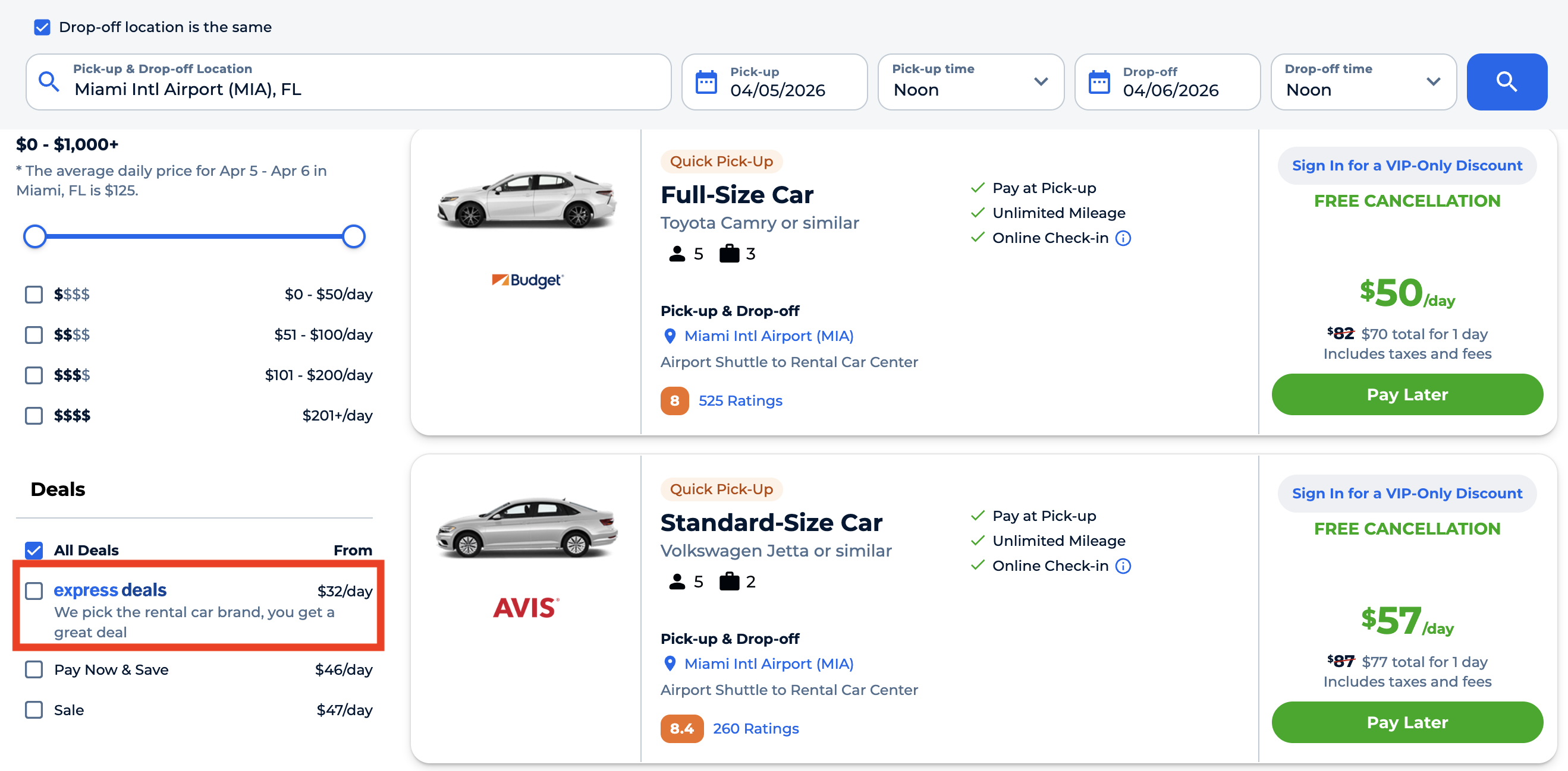 Priceline express deals rental car