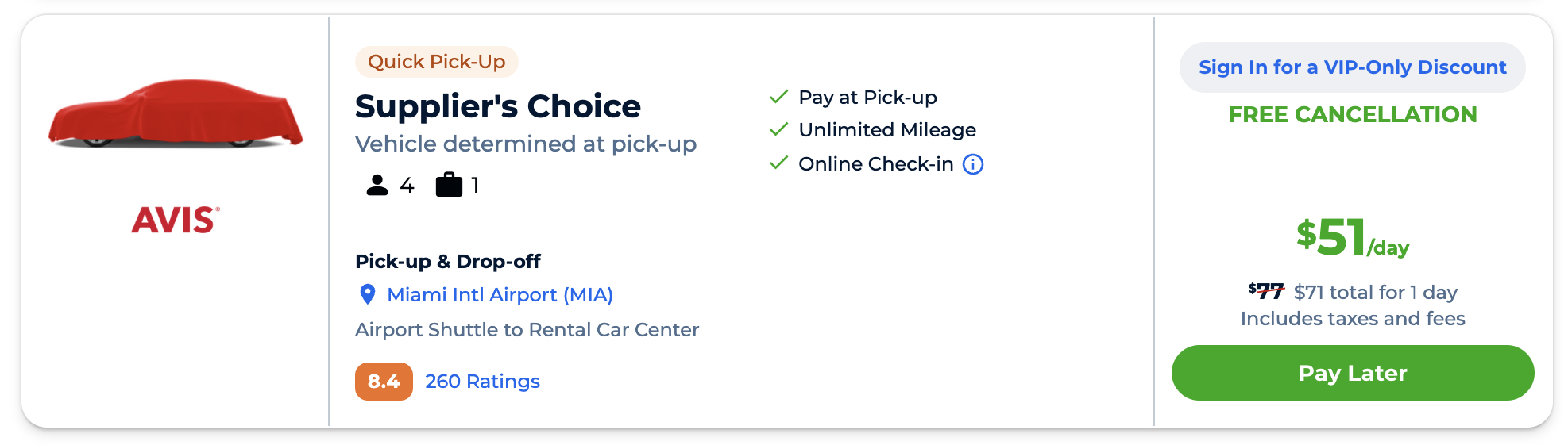 Priceline supplier's choice