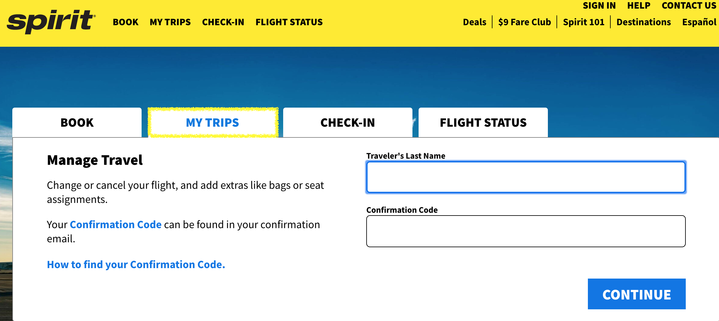 Spirit Airlines My Trips