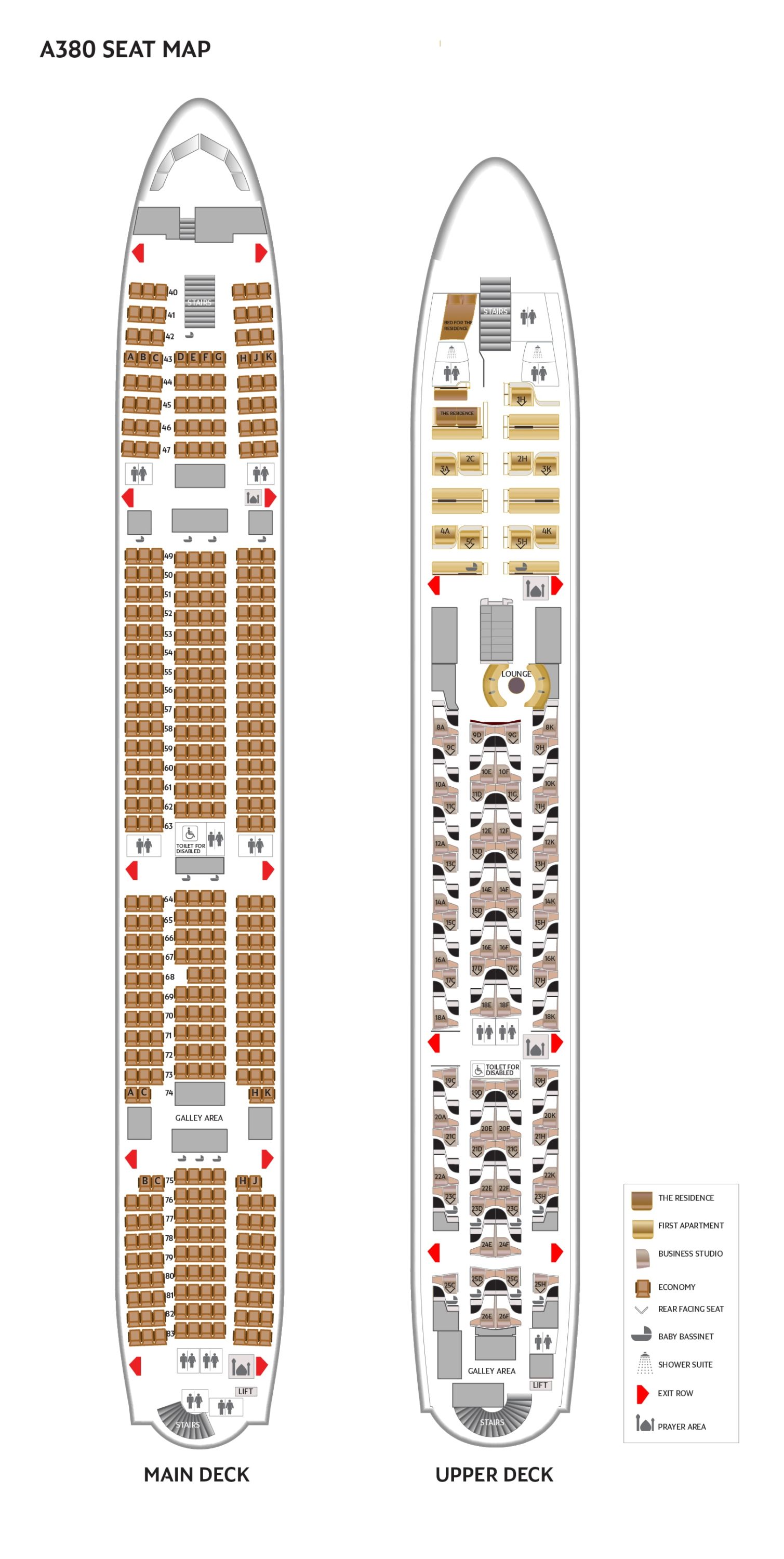Etihad Airways Airbus A380 Seat Map. Courtesy: Etihad