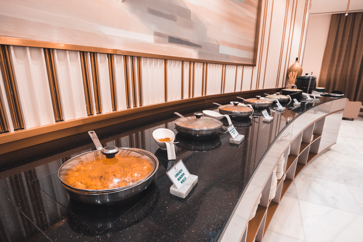 Oman Air First & Business Lounge Muscat Buffet Beverages