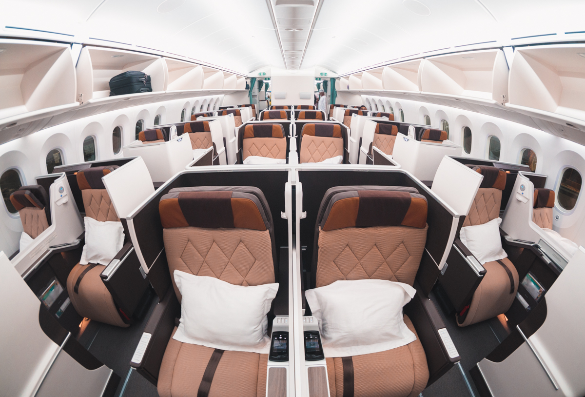 Oman Air Boeing 787-9 Business Class Cabin from Front