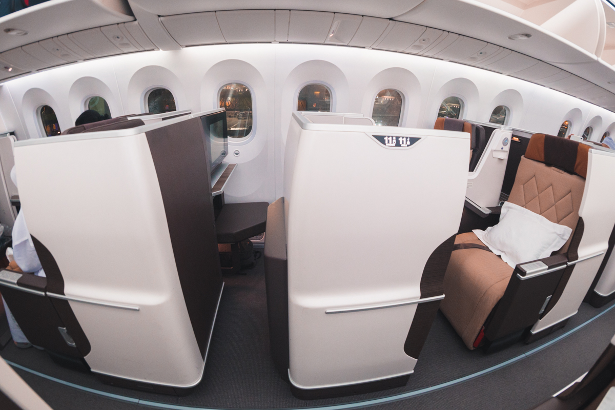 Oman Air Boeing 787-9 Business Class Window Seat Walkway