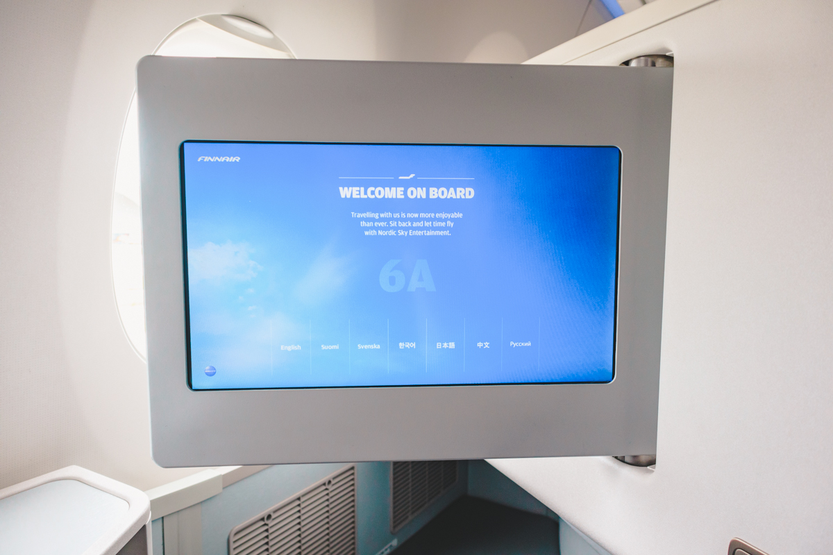 Finnair Airbus A350 Business Class IFE Screen