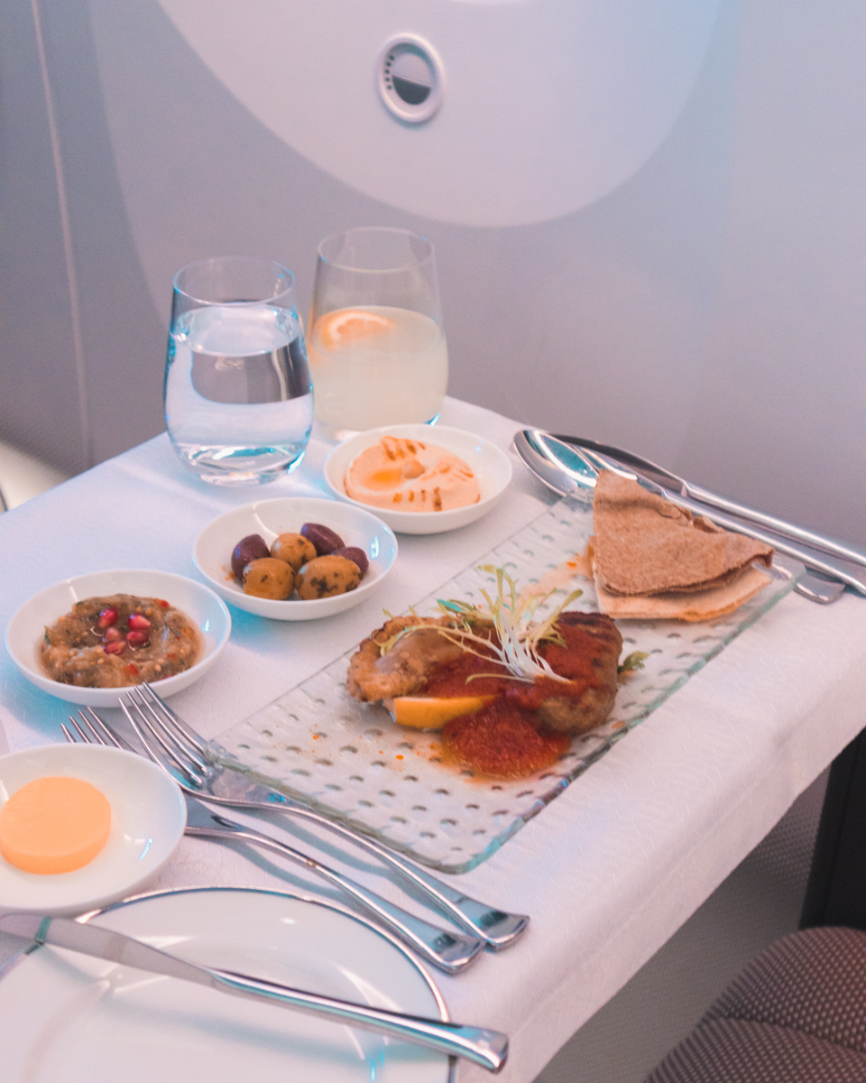 Oman Air Boeing 787-9 Business Class Arabic Mezze