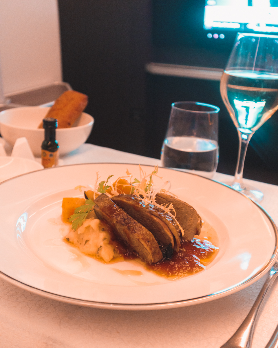 Oman Air Boeing 787-9 Business Class Braised Duck