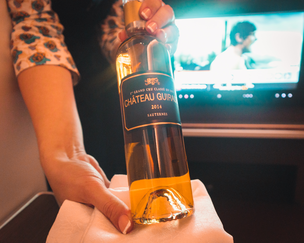 Oman Air Boeing 787-9 Business Class Chateau Guiraud 1st Grand Cru