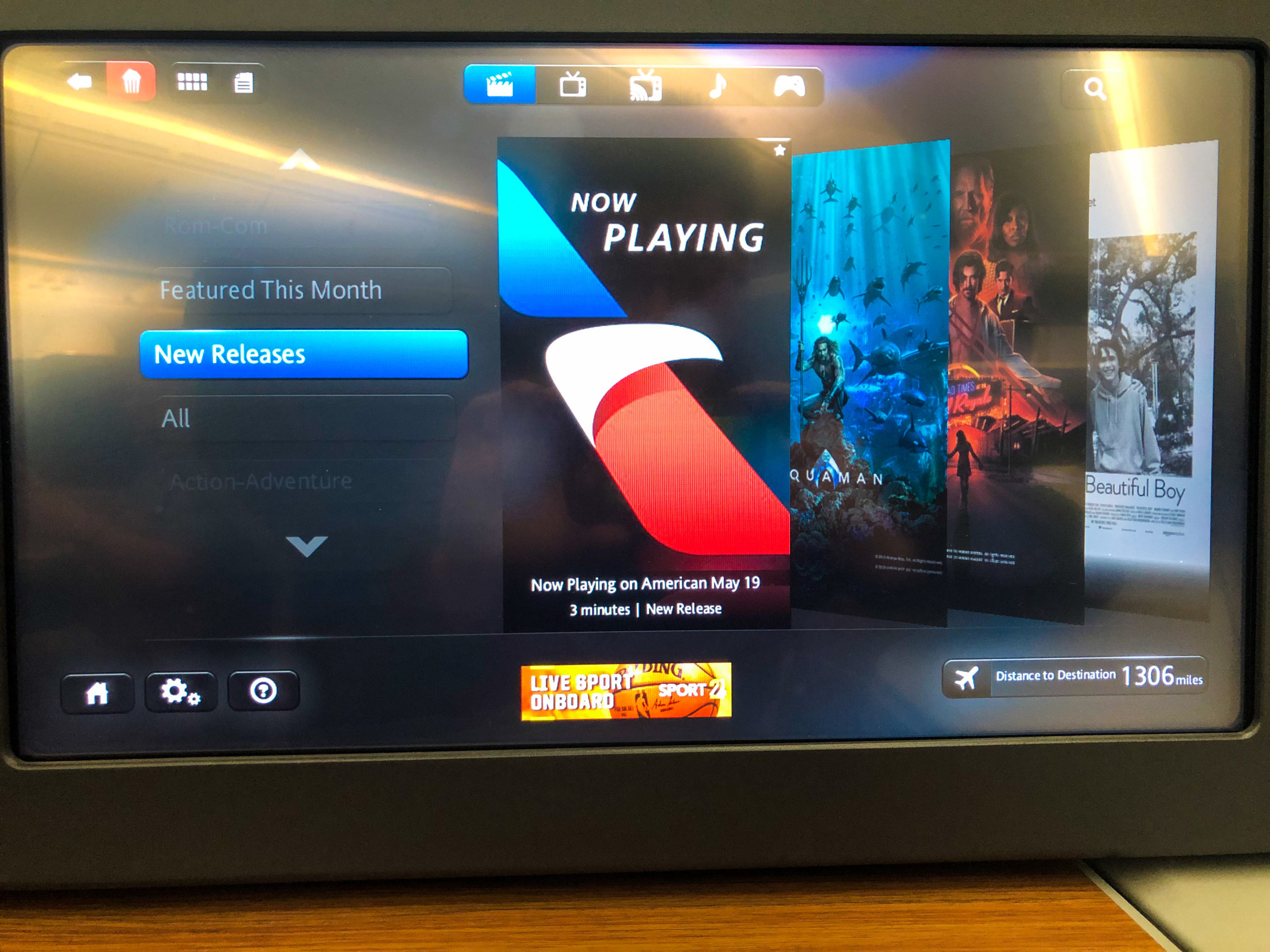 American Airlines 787-9 Flagship Business Class inflight homepage
