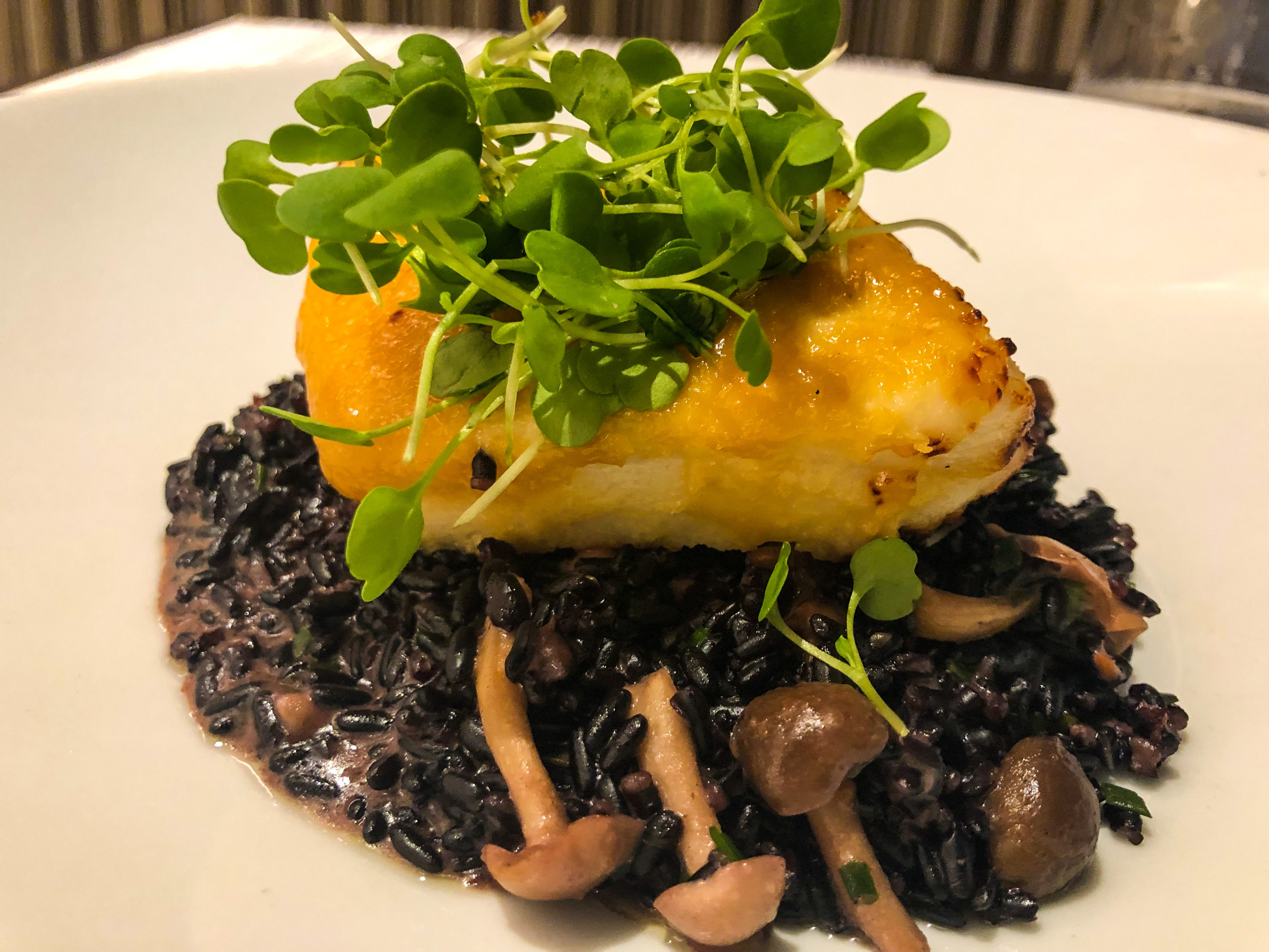 American Airlines Flagship First Dining LAX Miso Glazed Chilean Sea Bass