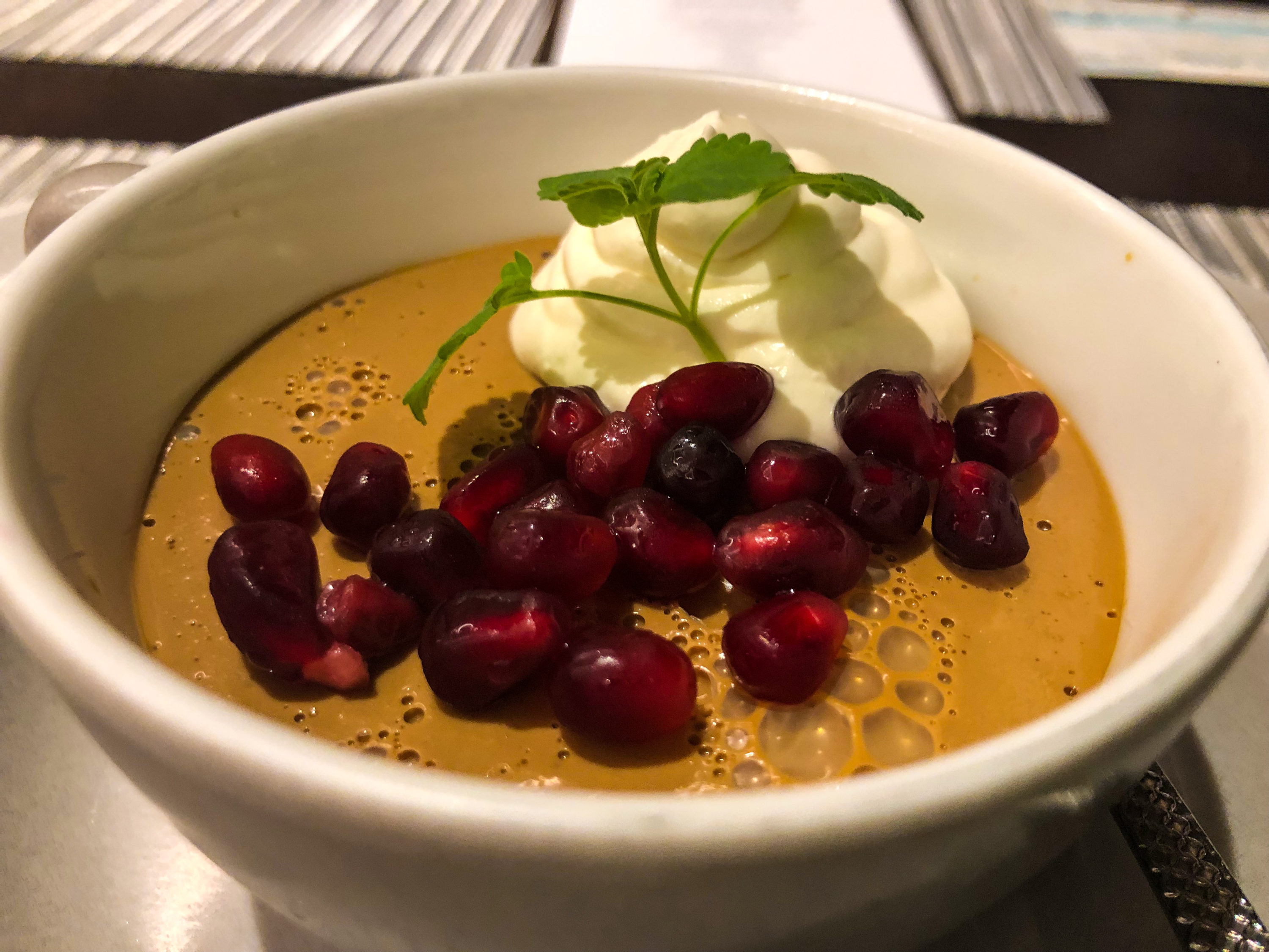 American Airlines Flagship First Dining LAX Vietnamese coffee custard close-up