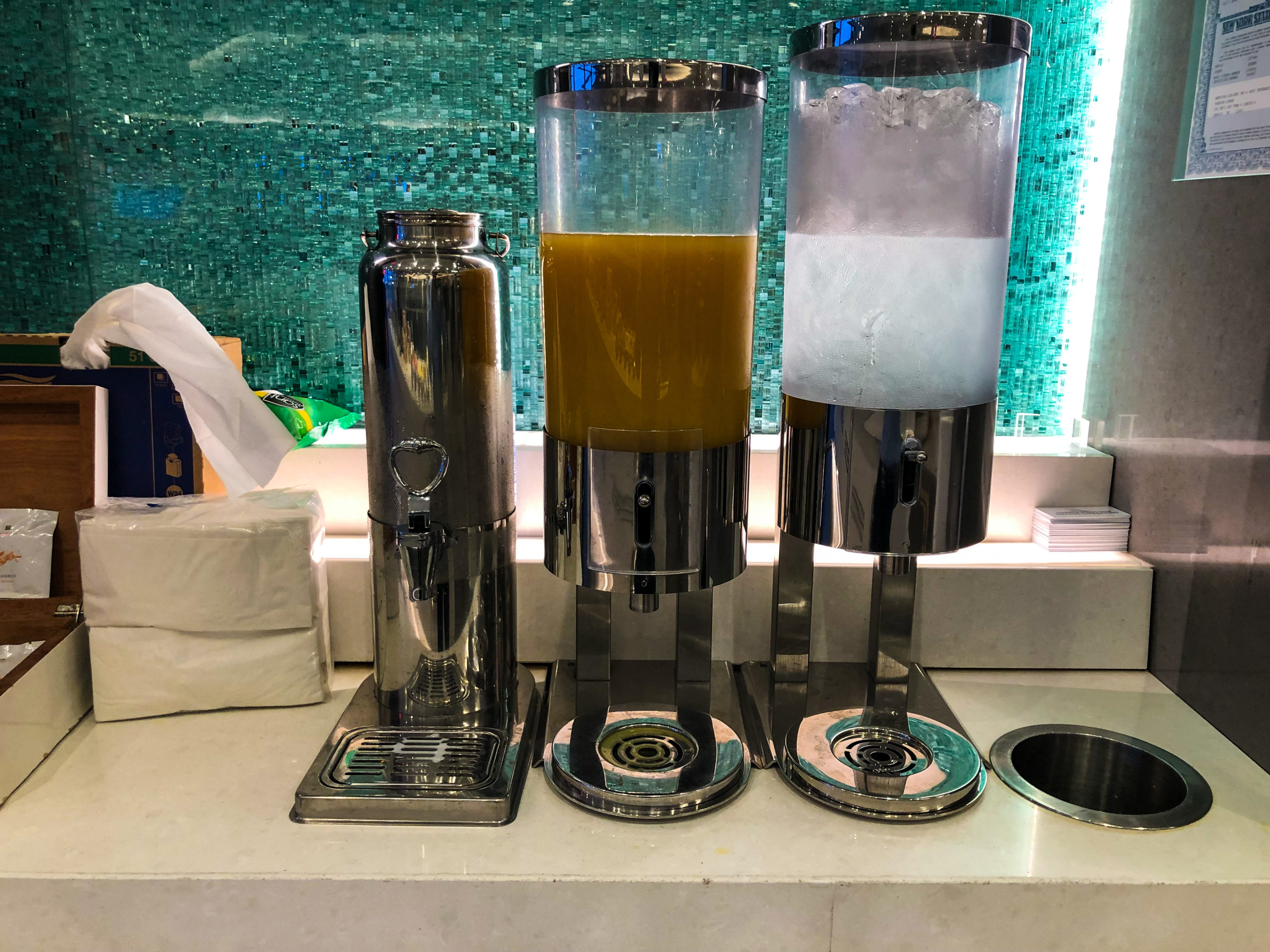 American Airlines Flagship Lounge JFK beverage dispensers