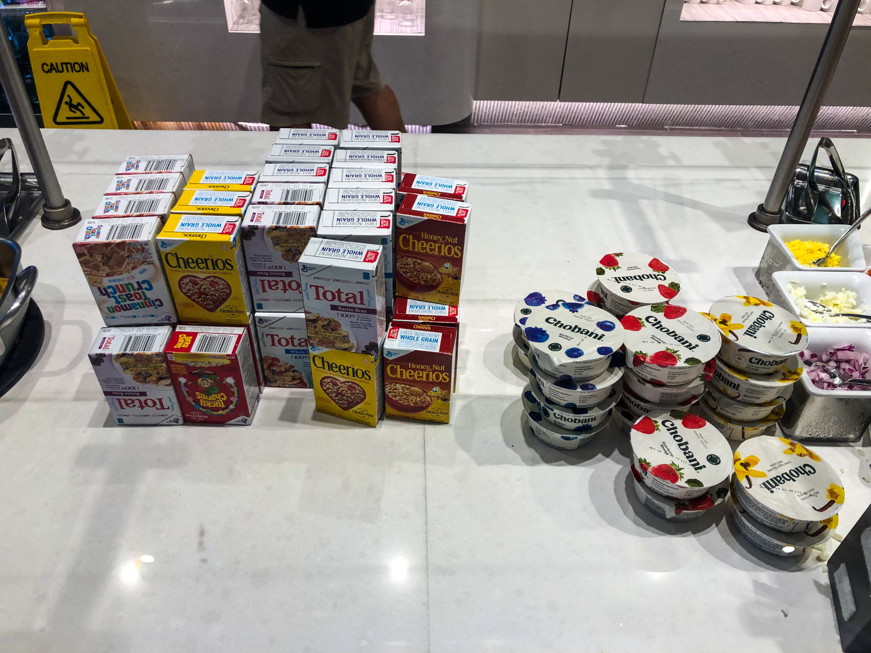 American Airlines Flagship Lounge JFK cereal and yogurt