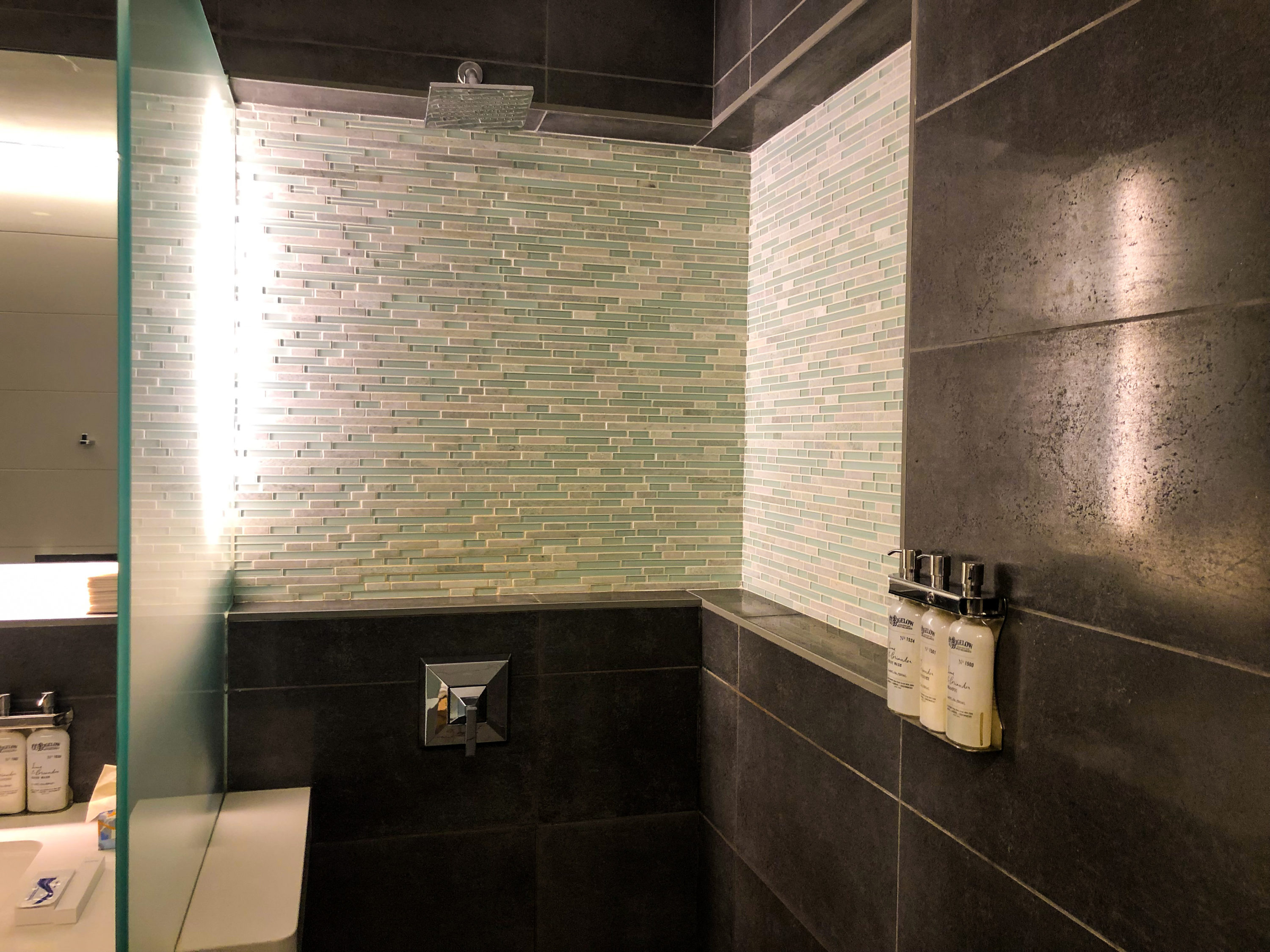 American Airlines Flagship Lounge JFK rain shower