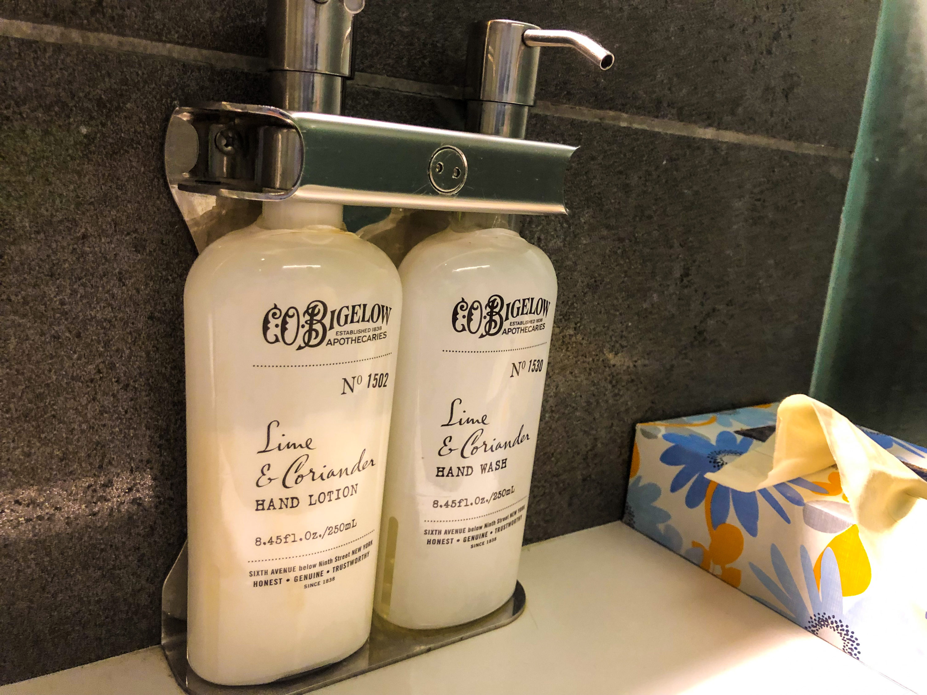 American Airlines Flagship Lounge JFK sink C.O. Bigelow amenities
