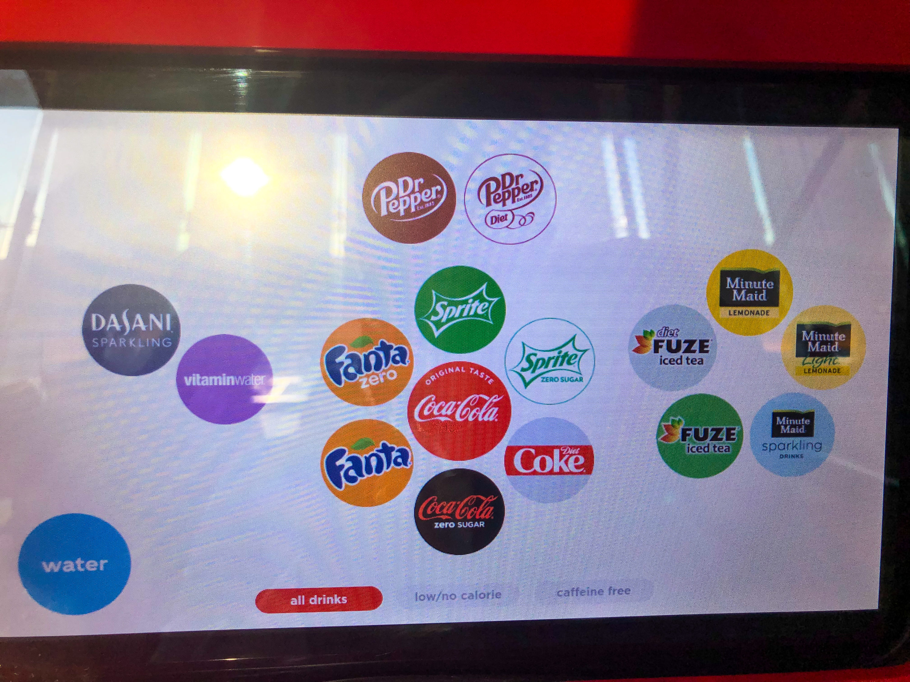 American Airlines Flagship Lounge LAX soft drink machine display