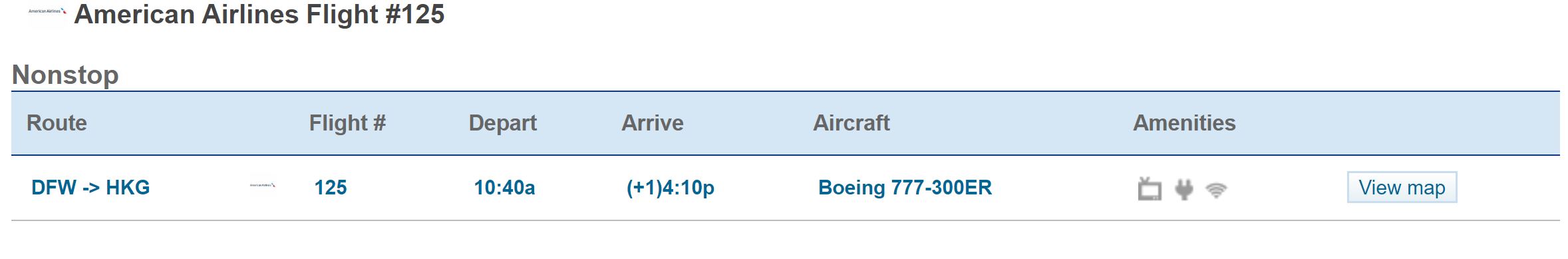 American Airlines Results on SeatGuru