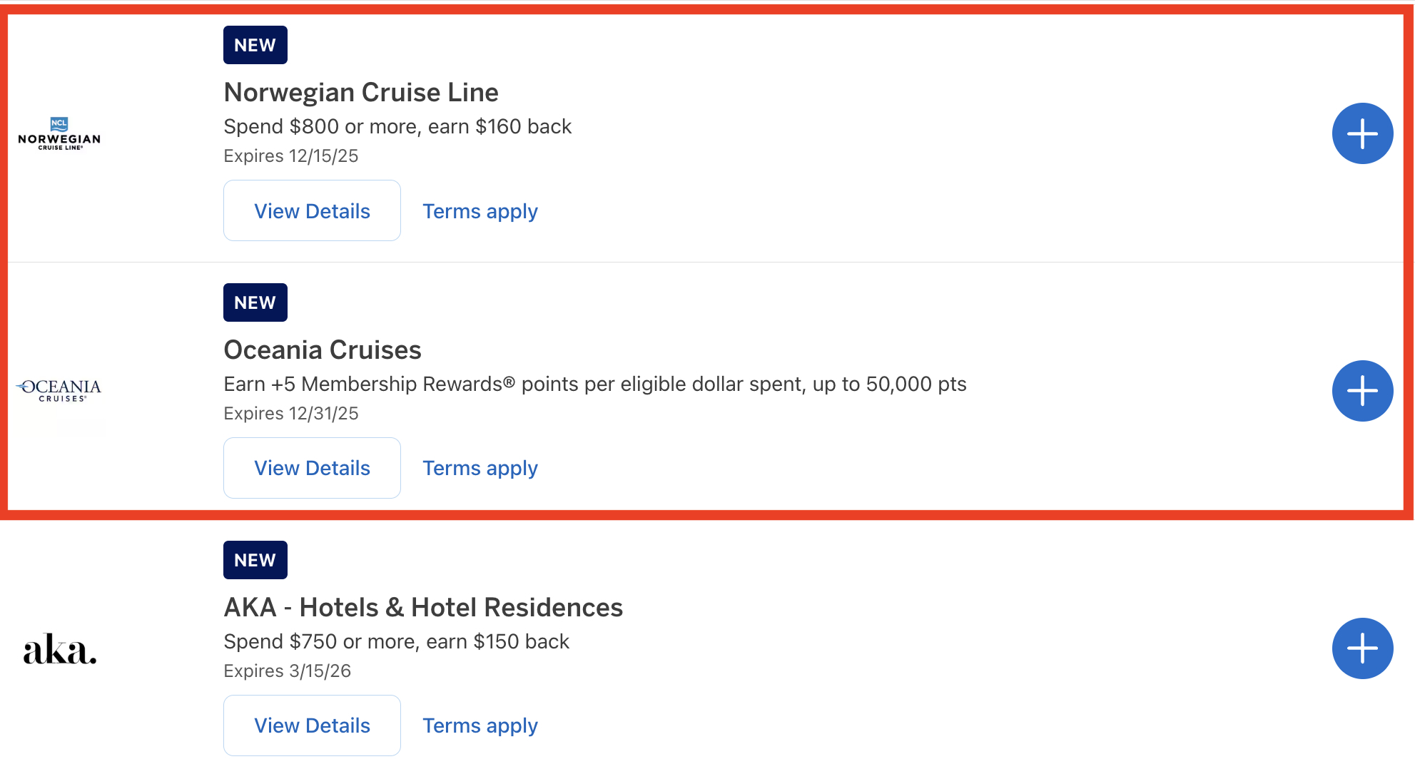 Amex Offers cruise deals
