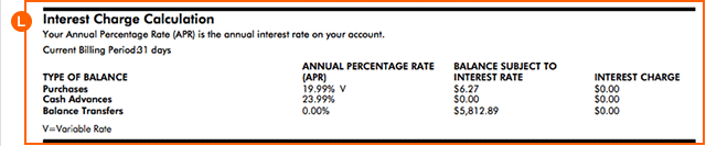 Interest Calculation Credit Card Statement