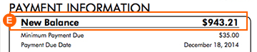 New Balance Credit Card Statement