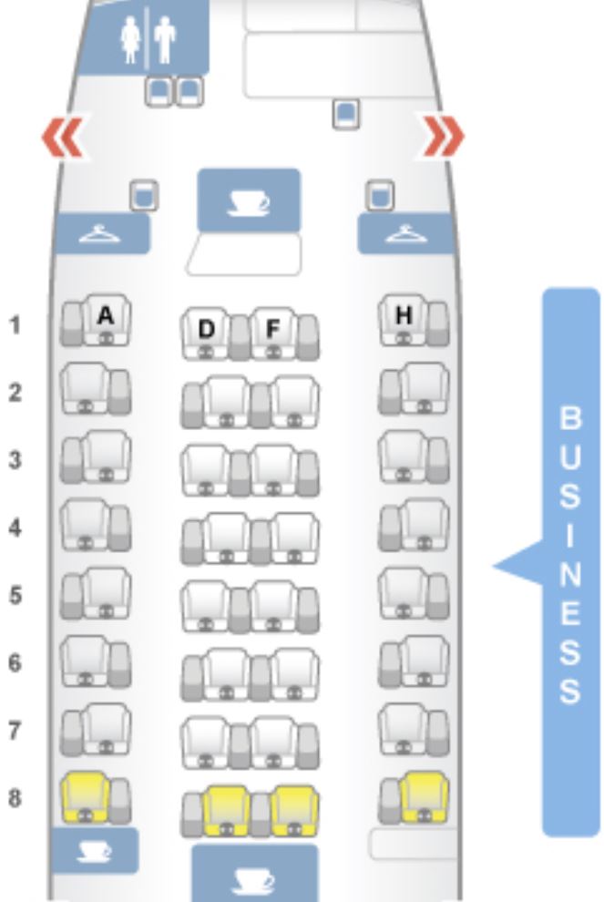 SAS A330-300 Business Class Seat Map