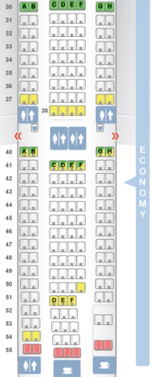 SAS A340-300 Economy Class Seat Map