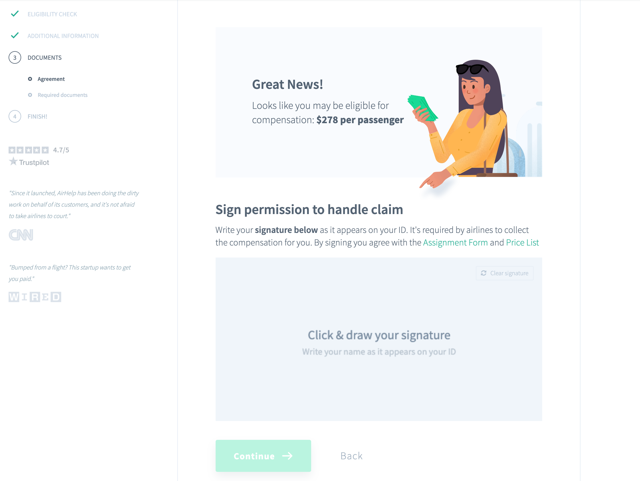 AirHelp Request Page