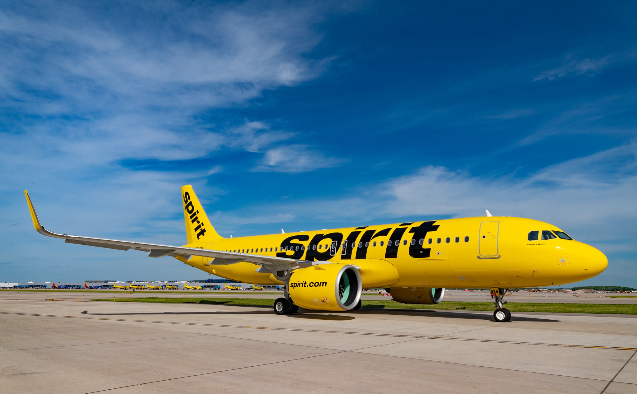Spirit Airlines aircraft on tarmac